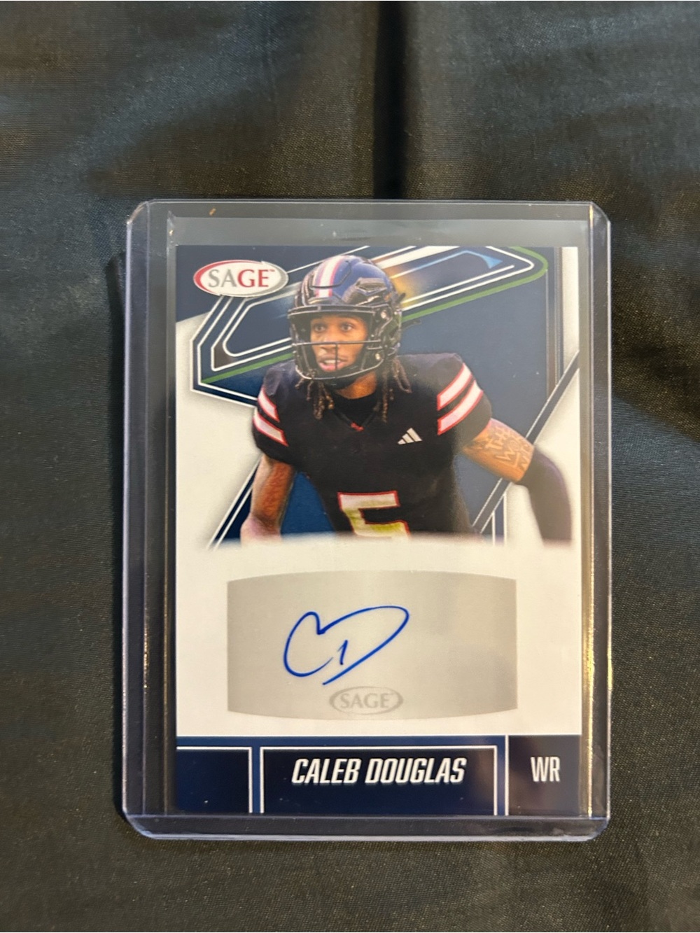 Sage Football Trading Card Caleb Douglas - Black Navy Blue